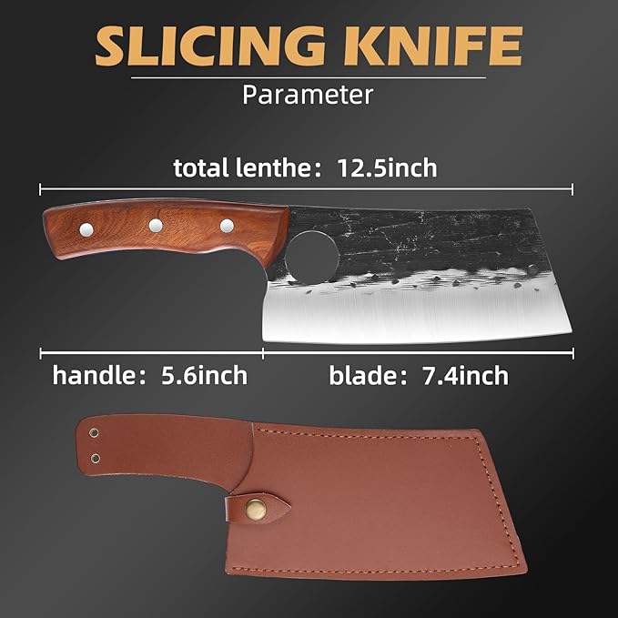 ACEKNIFE 7.5 Inch Serbian Meat Cleaver, Hand Forged&Full Tang