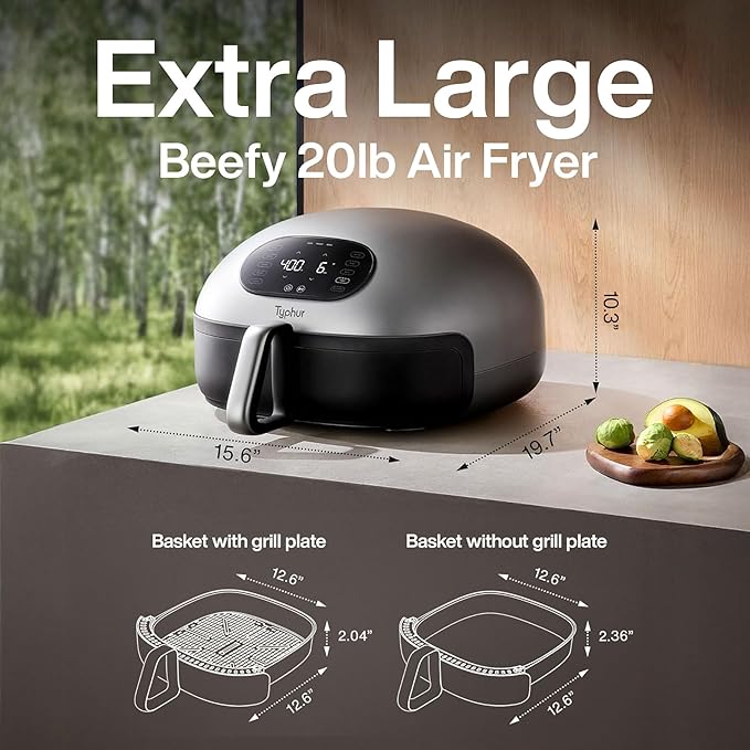 Typhur Dome 2 Large AI Smart Air Fryer, 15-in-1 Dual Heating, Self-Cleaning