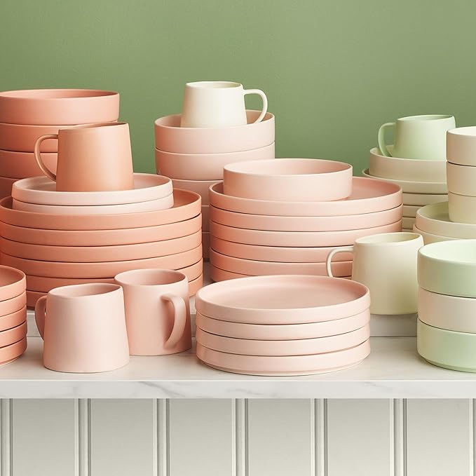 Stone Lain Stella Dinner Plate 6-Piece Set, Round, Porcelain, Blush