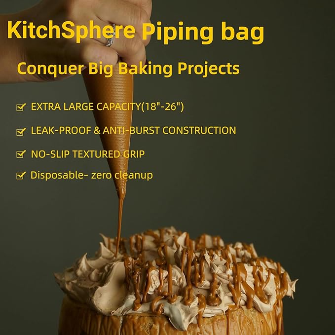 Kitchsphere XXXL 26 Inch Piping Bags 100pk, Anti-Burst Knot-to-Seal Pastry
