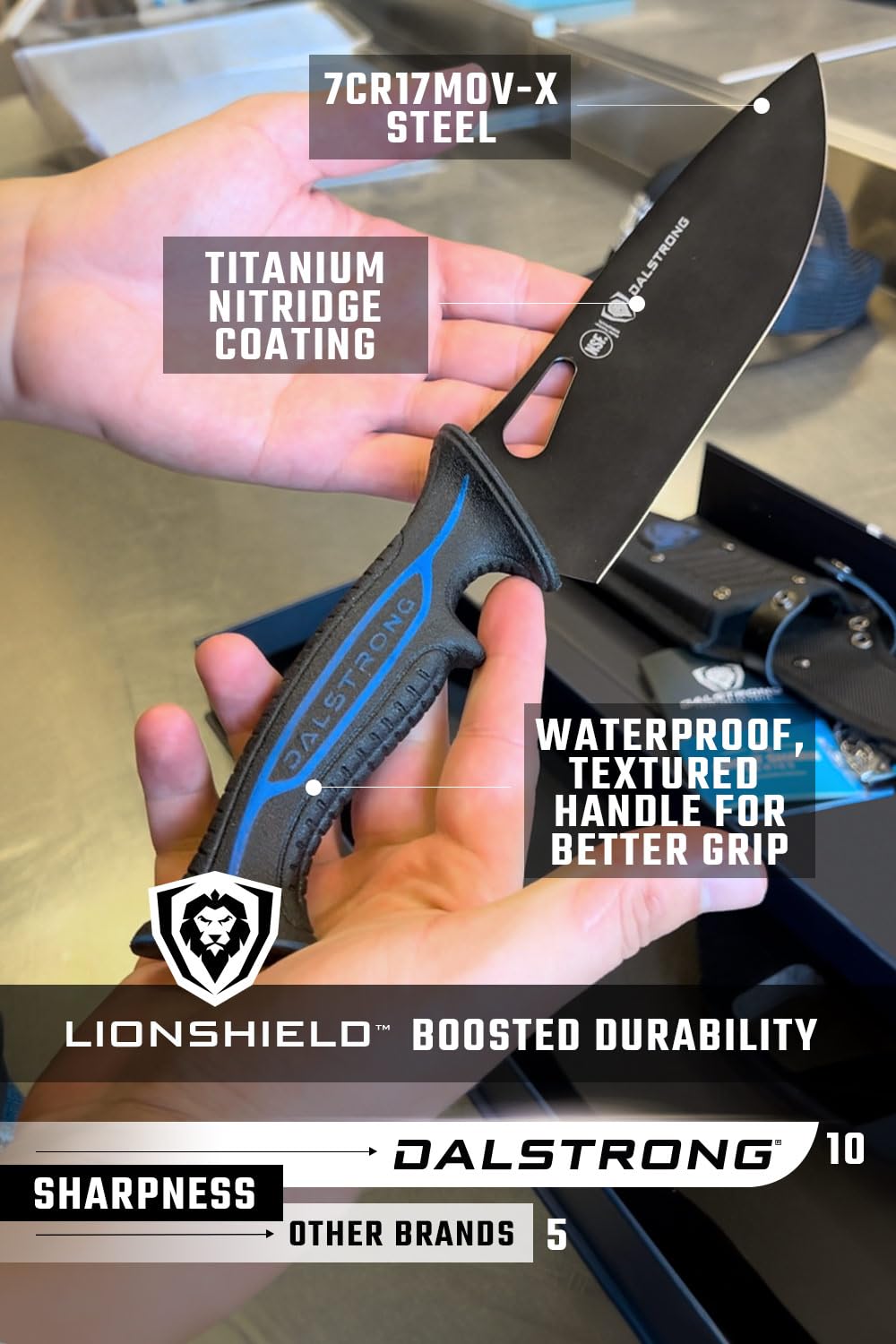 Dalstrong 8" Chef Knife — TiN-Coated 7CR17MOV Steel — For Outdoor Cooking, Camp Kitchens & Field Prep — Waterproof Polypropylene Handle, Corrosion-Resistant, Night Shark, customer support