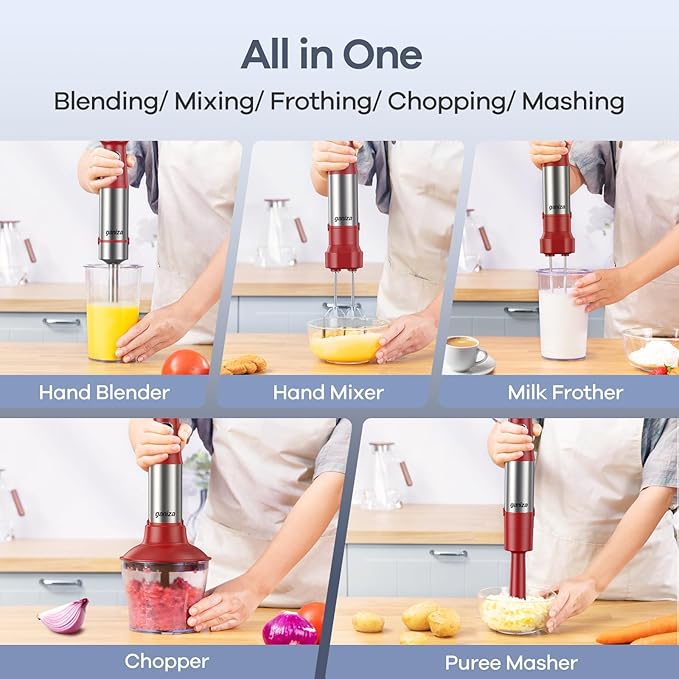 Ganiza Immersion Blender Handheld, 6 in 1 Corded Hand Blenders Immersion