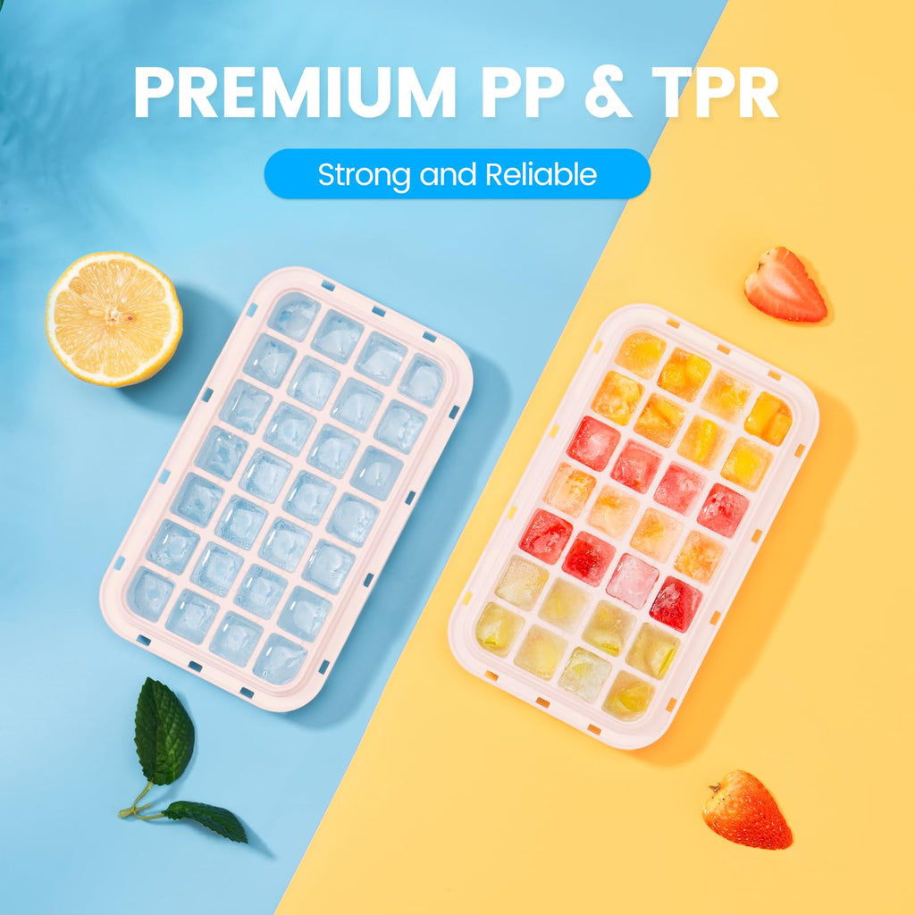 PHINOX Ice Cube Tray with Lid and Bin, Easy Release 84 Cubes for Freezer