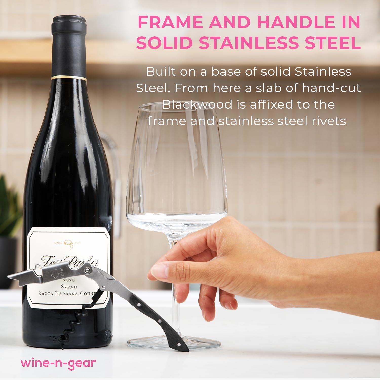 Pocket Prestige Waiters Corkscrew By Coutale Sommelier - Blackwood - French Patented Spring-Loaded Double Lever Wine Bottle Opener for Bartenders and Gifts - Sharp Micro-Serrated Knife