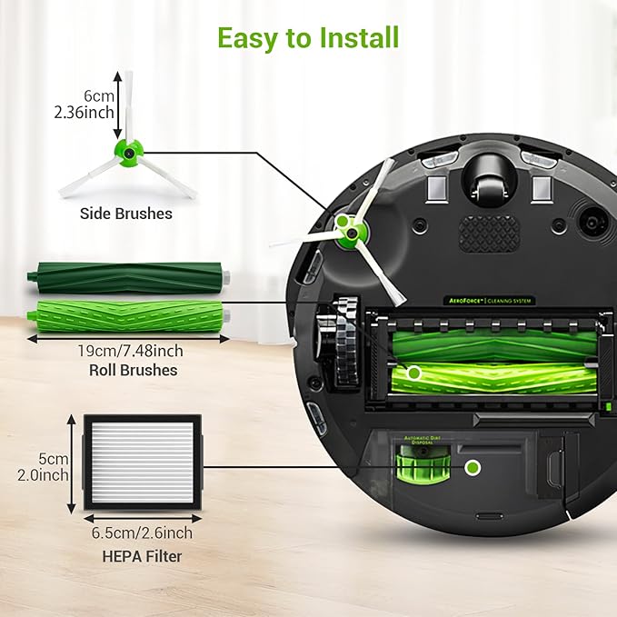 Bluevisk 22 Replacement Parts for iRobot Roomba i7 i7+ i2 i3 i3+ i4 i4+ i6 i6+ i8 i8+ J7 J7+ J9 E5 E6 E7 I,E & J Series Vacuum Cleaner,8 HEPA 8 Side Brushes 4 Rubber Roller Brush,1 Clean Brush