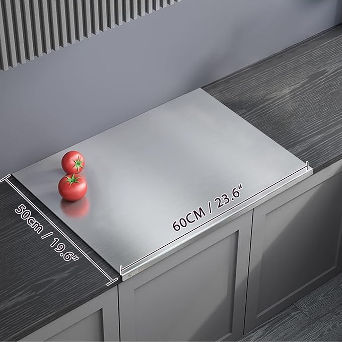 304 Stainless Steel Cutting Board – Stainless Steel Kitchen Chopping Boards Non-Slip, Dishwasher Safe – Ideal for Meat, Vegetables, Fruits, Bread & Baking – Commercial & Home Use (23.6 * 19.6in)