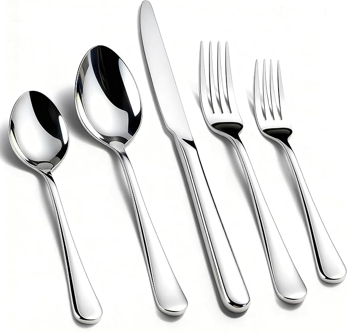 30 Pack Silverware Set for 6, KIKCOIN Food-Grade Stainless Steel Flatware Set, Heavy Duty Mirror Polished Cutlery Utensils Set with Knives Spoons and Forks Set for Home Kitchen Restaurant Wedding