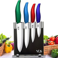 Vos Ceramic Knife Set with Block, Multi-Color