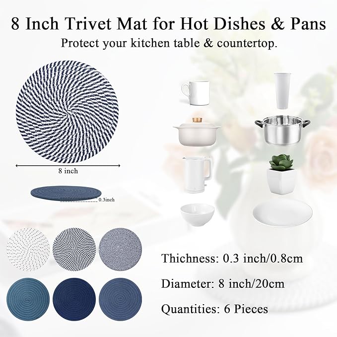 SHACOS 8 Inches Trivets for Hot Dishes, 6 Pcs