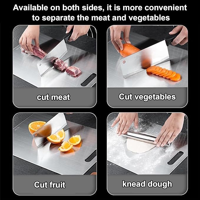 Katori Titanium Cutting Board Set of 2,100% Pure Titanium Cutting Boards for Kitchen Non Toxic,Double Sided Dishwasher Safe Cutting Board for Meat,Fruits and Vegetables,Easy To Clean(2PC-M+XL)