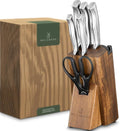 WALDWERK Knife Set - 7pcs Kitchen Knife Set with Block and Integrated Sharpener - Kitchen Knife Set - Knife Block Set - Kitchen Knifes - Knives Set for Kitchen - Knife Block - Knife Set with Block