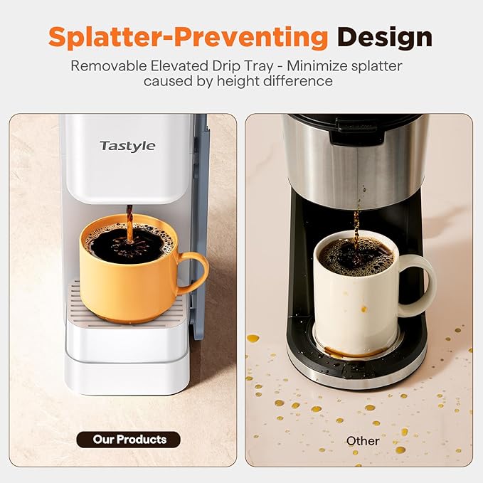 Tastyle Hot & Iced Coffee Maker with Magnetic K-Pod Holder, Fits 7.3'' Mug