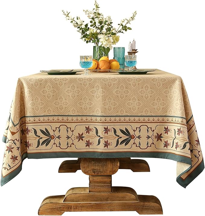 patdrea Designer French Linen Tablecloth,Rectangular,110"x63"-Fram