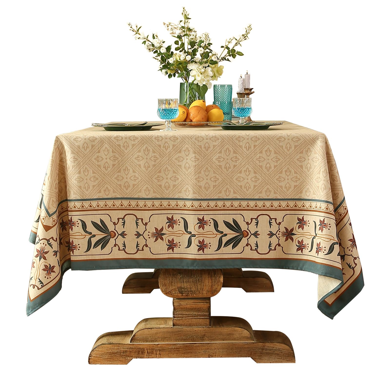 patdrea Designer French Linen Tablecloth,Square,55"x55"-Fram