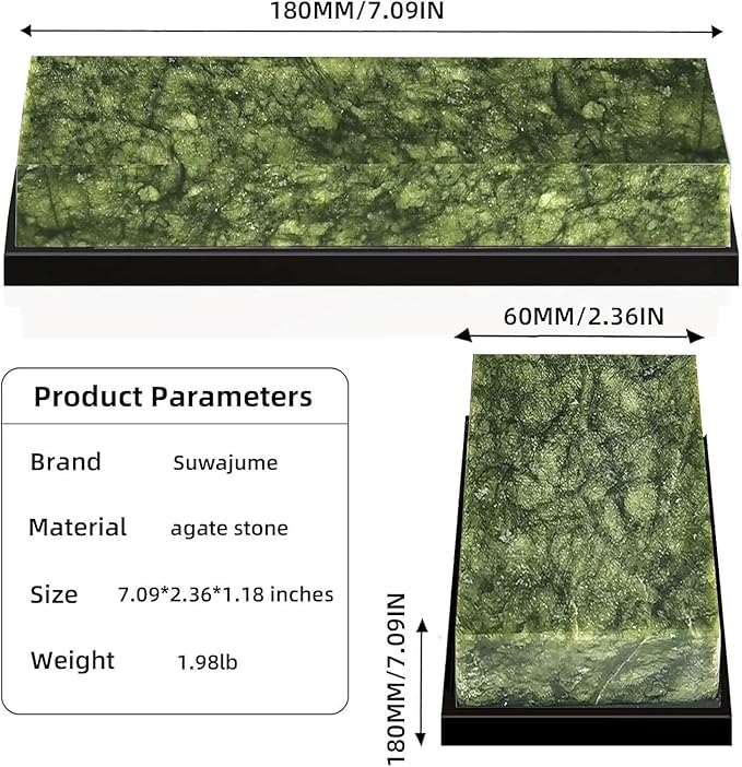 Knife Sharpening Stone,10000 Grit Sharpener Whetstone Final Fine Polishing Natural Green Honing Oilstone for, Knives Tools,Cutting Tools, Angle Guide and Non-Slip Rubber Base (SET-D)