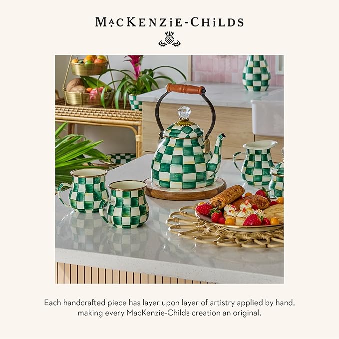 MACKENZIE-CHILDS Enamel Serving Platter, Green-and-White Emerald Check