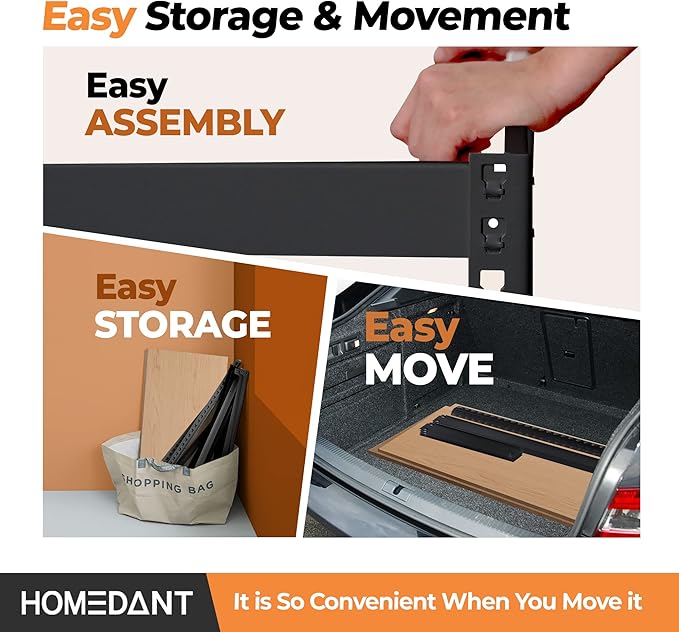 HOMEDANT 28" W 5 Tier Heavy Duty Garage Shelving Adjustable Metal Rack Storage Shelves Standing Shelf Unit Organizers Pantry Closet Black 2Pack