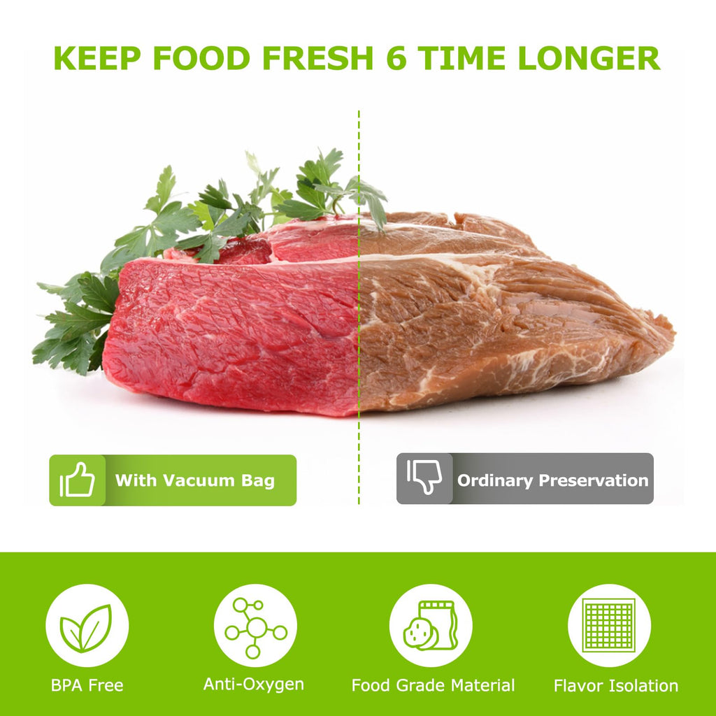 Bonsenkitchen Precut Vacuum Sealer Bags, 500 Pint 6" x 9" Food Sealer Bags