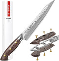 HEZHEN 8.3'' Damascus Carving Knife – 67 Layers Damascus Steel, Professional Brisket Slicing for BBQ, Smoked Meat & Roast, Full Tang Micarta Handle, Gift Packing