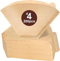 200Pcs #4 Coffee Filters Cone 8-12 Cup for Drip Coffee Maker