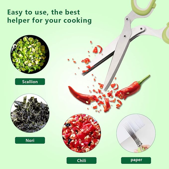 Luxiv Herb Scissors And Stripper Set, 5-Blade Stainless Steel Kitchen Tools