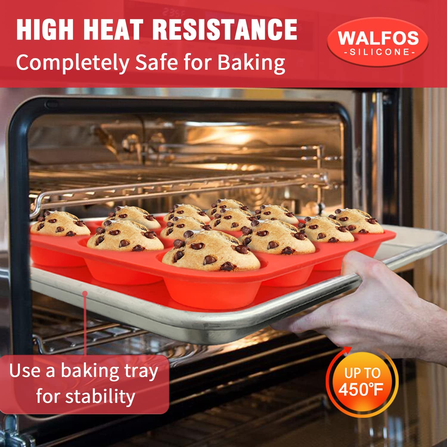 Walfos Silicone Muffin Pan Set of 3, Including Regular 12 Cups Muffin Pans, 24 Cups Mini Muffin Pan & 6 Cups Muffin Top Pan, Non-Stick Cupcake Pan, Easy to Release & Dishwasher Safe
