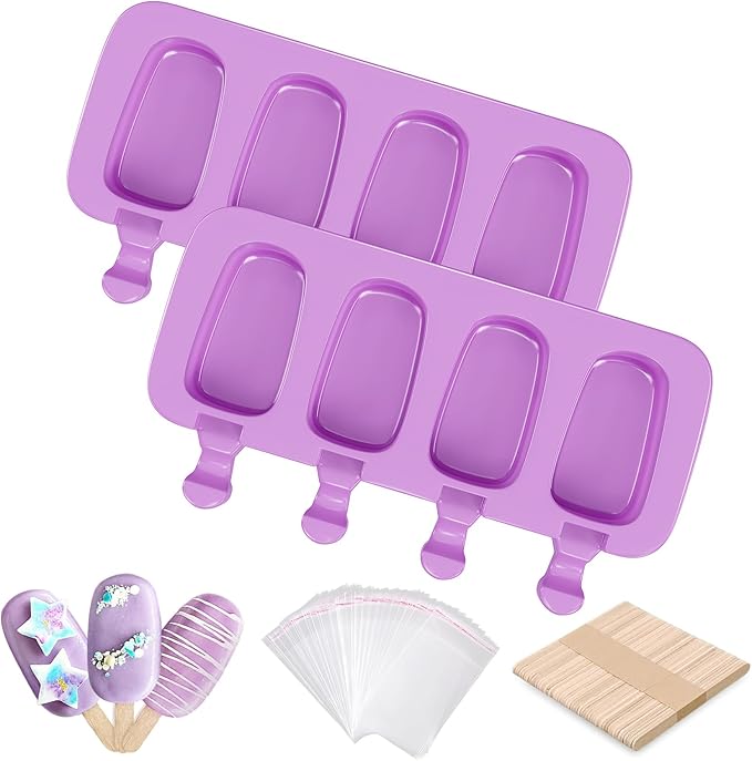Ouddy Life Popsicle Molds Set of 2, Ice Pop Molds Silicone Cake Pop Mold