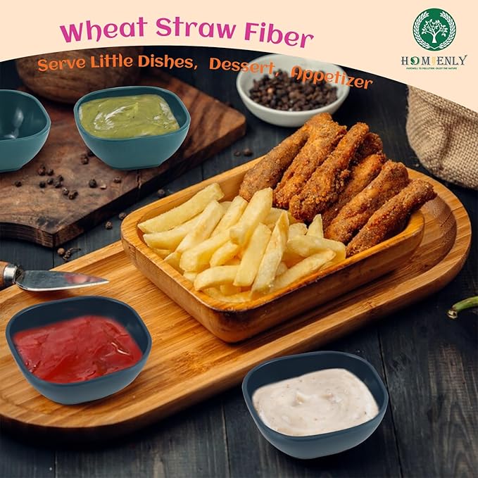 Homienly Wheat Straw Dipping Bowls Set of 6, 4.5oz Small Dessert Bowls, Unbreakable Dip Bowls & Sauce Bowls, Small Bowls for Dips, Mini Prep Small Bowl for Soy Sauce & Sides, 6 Color