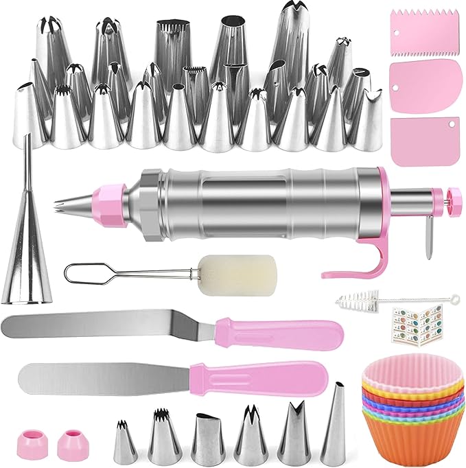 Dessert Decorating Syringe Set, Frosting Piping Kit, Pink