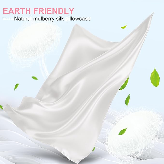 Silk Pillow Cases King Size with Hidden Zipper, Mulberry Silk Pillowcase for Hair and Skin, Smooth and Soft Breathable Cooling Silk Satin Pillow Covers for Sleeping, Gifts for Women, Ivory