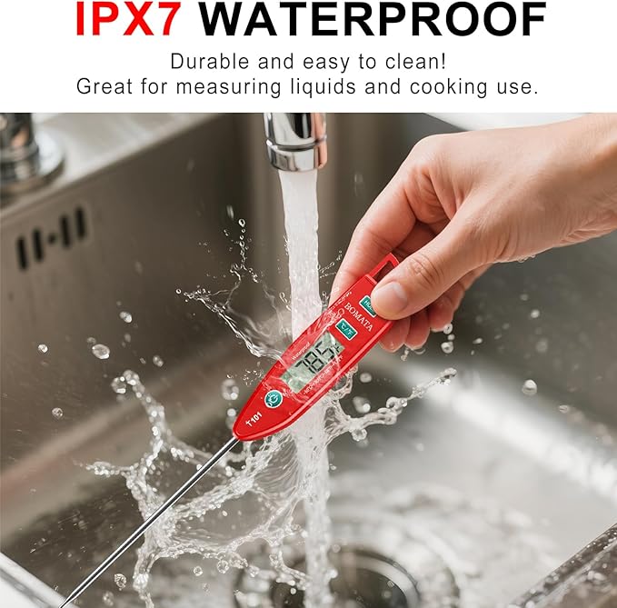 BOMATA Digital Water Thermometer for Liquid, Cooking, IPX7 Waterproof