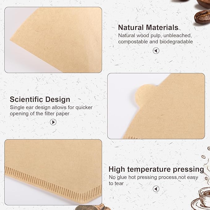 100Pcs Coffee Filters #2, Unbleached 2 Cone Filters Paper