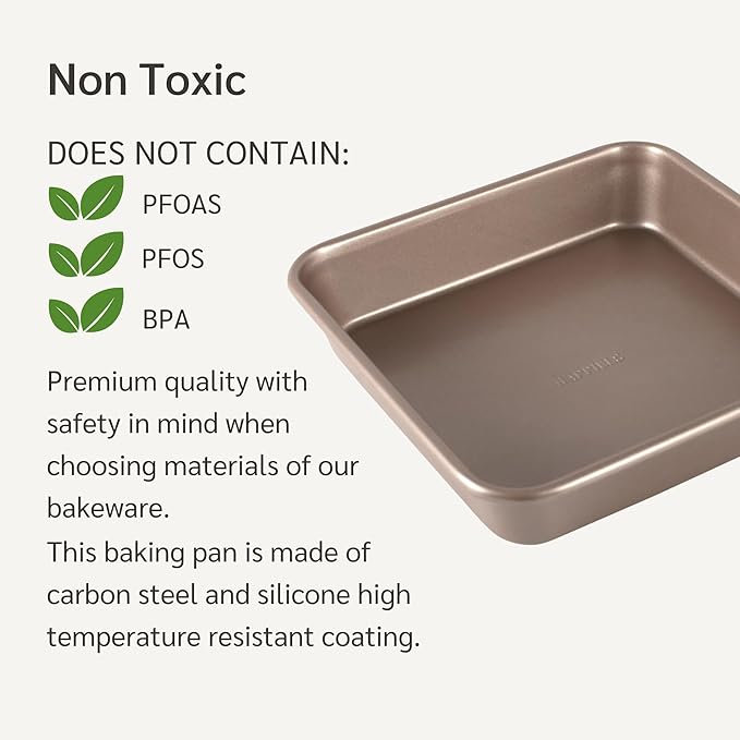 HAPPIELS 9 x 9 inch Square Baking Pan Nonstick, PFOA & BPA Free