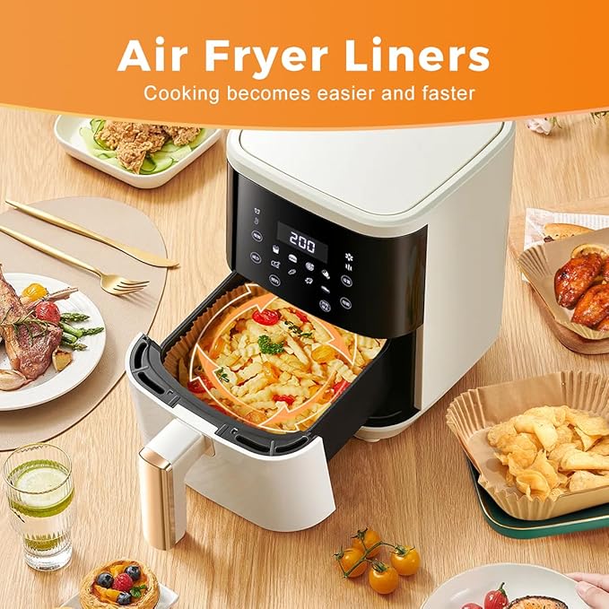 250 Pcs 6.5" Square Air Fryer Liners Disposable for 3-5QT, Airfryer Paper