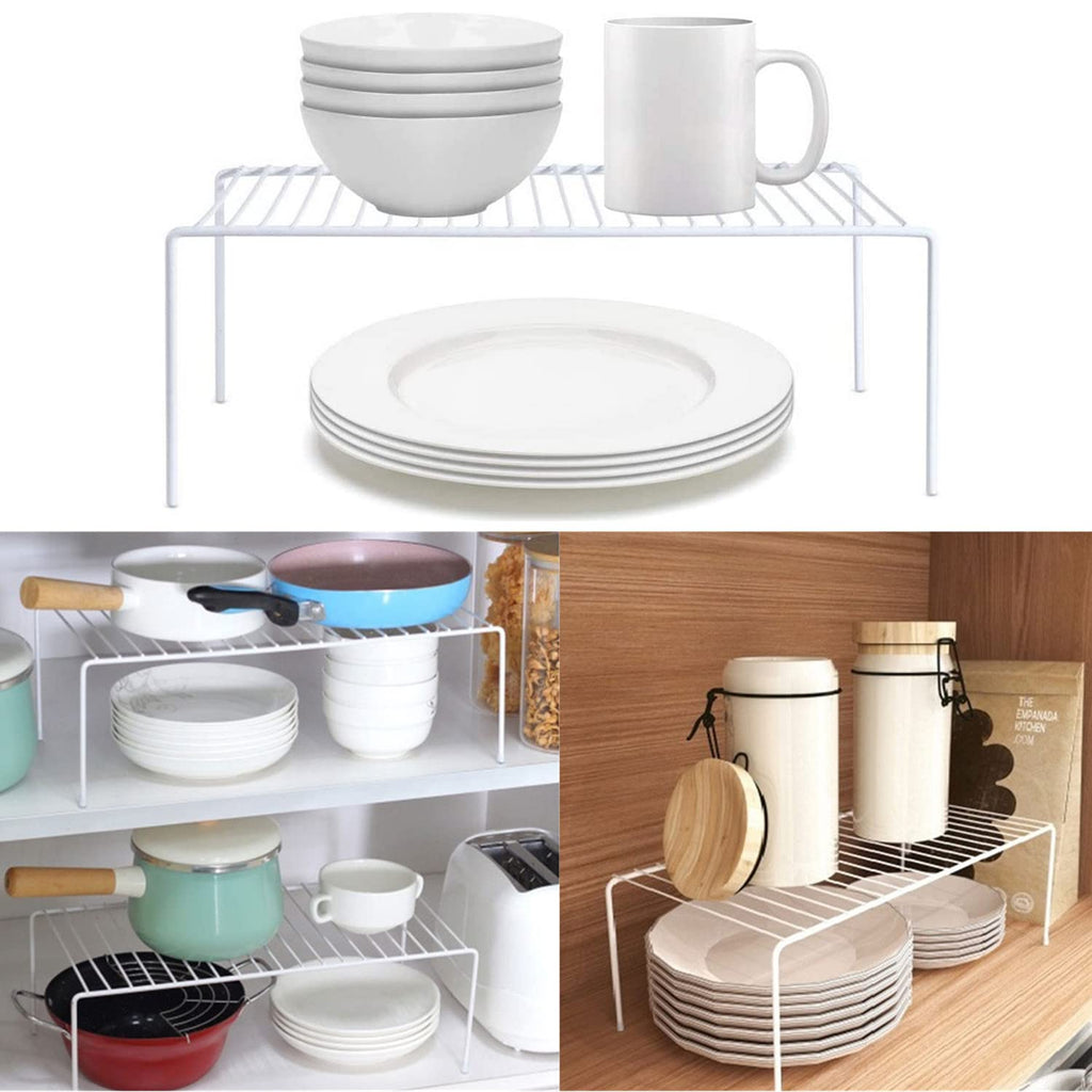 GEDLIRE Cabinet Storage Shelf Rack Set of 2, Medium (13 x 9.4 inch) Rustproof Metal Wire Kitchen Cabinet Organizer and Storage, Cupboard Spice Shelf Rack for Plate, Dish, Counter & Pantry Organization