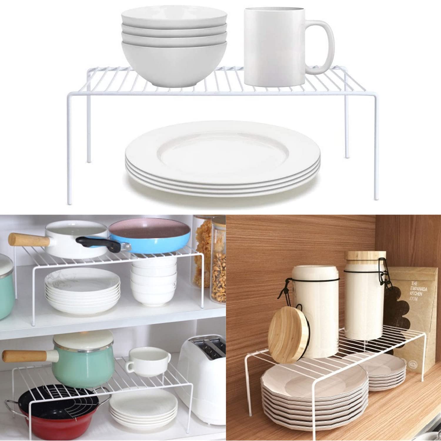 GEDLIRE Cabinet Storage Shelf Rack Set of 2, Medium (13 x 9.4 inch) Rustproof Metal Wire Kitchen Cabinet Organizer and Storage, Cupboard Spice Shelf Rack for Plate, Dish, Counter & Pantry Organization