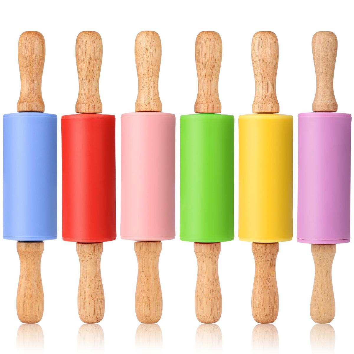Honglida Mini Silicone Rolling Pin for Kids, Non-stick Surface Wood Handle, 9 Inch 2 Pack