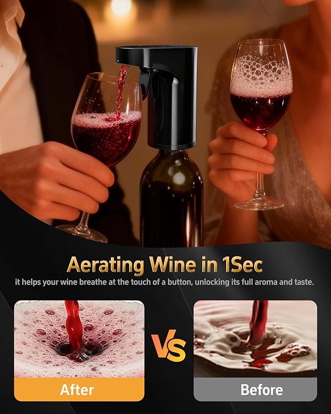 5 in 1 Wine Aerator Whiskey Dispenser,Liquor Decanter, Alcohol Pourer-Black