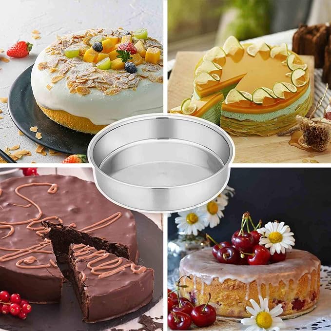 TeamFar 8 Inch Cake Pan Set of 2, Round Layer Cake Baking Pans Tins