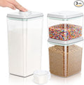 TBMax Flour Sugar Storage Container 3Pack 1.26+2.11+3.48 Quart, Airtight Food Storage Containers with Pop Up Lid & Measuring Scoop for Kitchen Pantry Organization