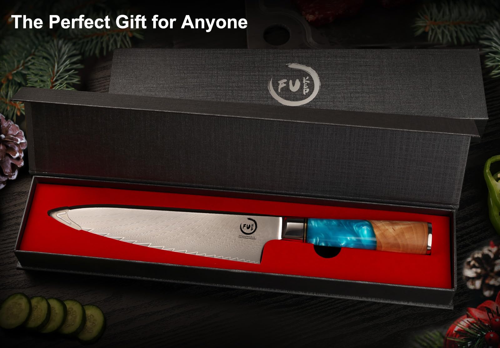 Damascus Chef Knife 8 Inch, Japanese Kitchen Knife with VG10 Steel