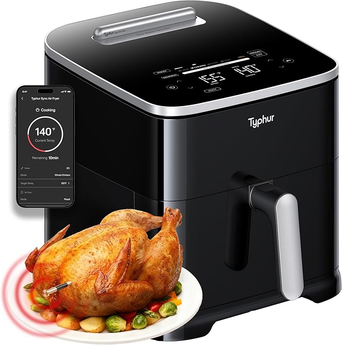 Typhur Sync 8QT AI Smart Air Fryer with Built-in Wireless Meat Thermometer
