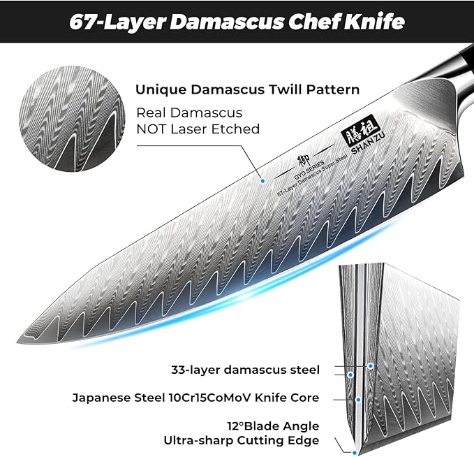 SHAN ZU 7-Piece Damascus Knife Set