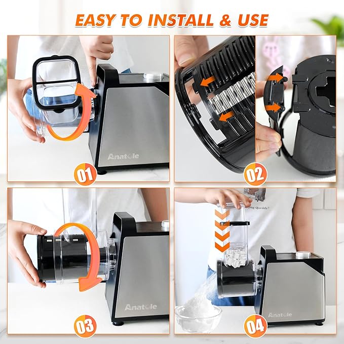Anatole 7-In-1 Electric Cheese Grater Ice Shaver Vegetable Shredder 250W