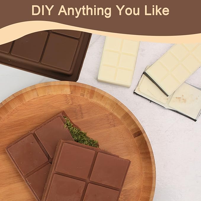 Dacthuw Chocolate Bar Mold, 1 Inch Deep Chocolate Molds Silicone for Homemade Dubai Pistachio/Candy/Snacks, 2 Pcs Large Silicone Molds with Three Bars Cavities, Food Grade and Break Apart