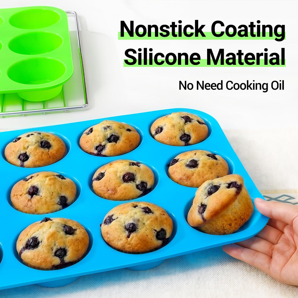 GOKCEN's Silicone Egg Bite Molds 12 Cups Silicone Muffin Pans for Baking