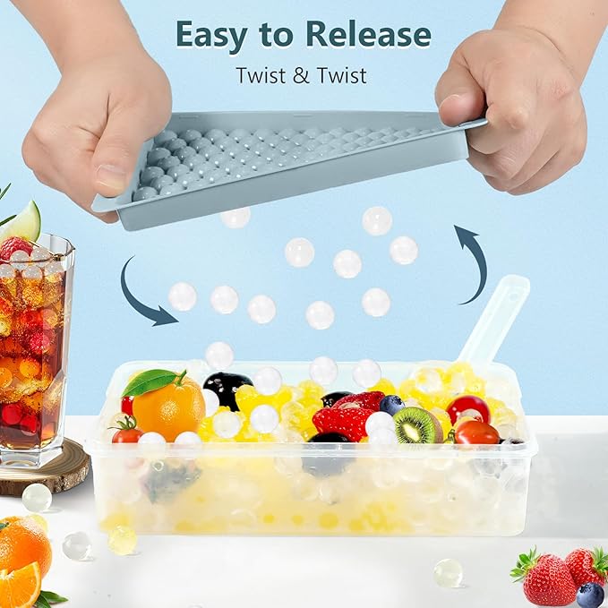 WIBIMEN Mini Ice Cube Trays for Freezer with Lid, 0.55" Pebble Ice