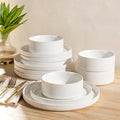 TheTerra Ceramic Dinnerware Set for 4, 12-Piece Plates and Bowls Set