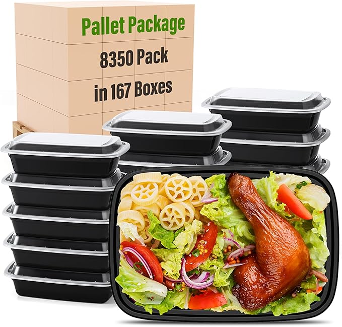 Glotoch 24oz [1 Pallet-8350 Pack] Meal Prep Containers Reusable with Lids, Food Storage Containers Microwave,Freezer,Dishwasher Safe, Leakproof & BPA Free Durable Plastic Bento Box To Go Take Out