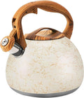 Foedo 3.2Qt Stainless Steel Whistling Tea Kettle Stovetop, Off-white